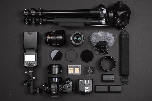 abstract photography tools on dark background