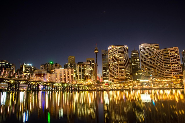 night city skyline with clean exposure
